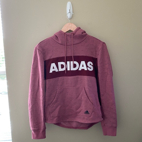 Women’s Adidas Pink Post Game Fleece Pullover Hoodie Sweatshirt Size Small - Picture 2 of 5